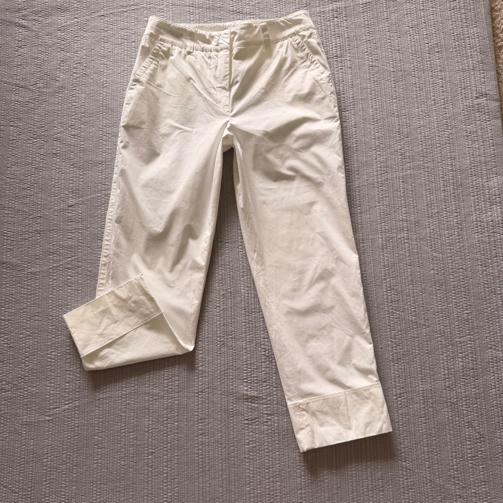 Peserico Women White Cotton Tailored Cropped Pants Made in Italy Size IT46/US 10